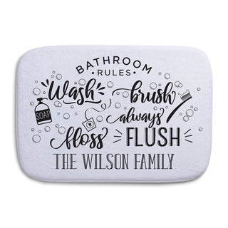 Bathroom Rules Personalized White Bathmat