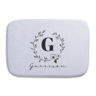 Floral Wreath Personalized White Bathmat