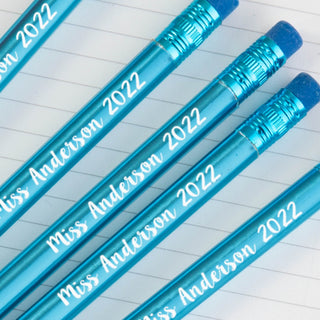 Your Message Script Personalized Metallic Pencil Set of 6