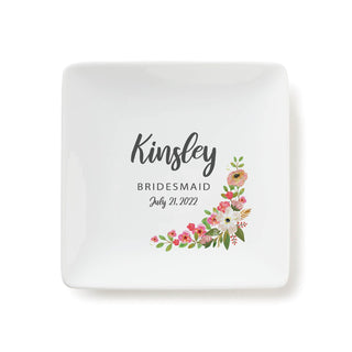 Wedding Party Personalized Square Trinket Dish