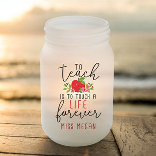 To teach mason jar votive holder with a name 