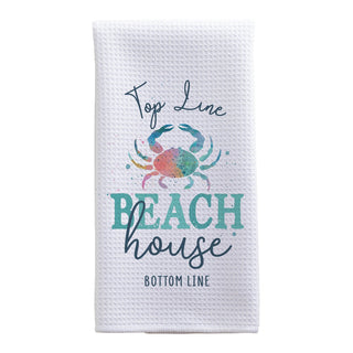 Beach House Crab Personalized Waffle Tea Towel