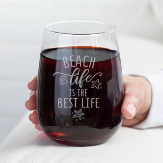 Beach Life Is The Best Life Stemless Wine Glass