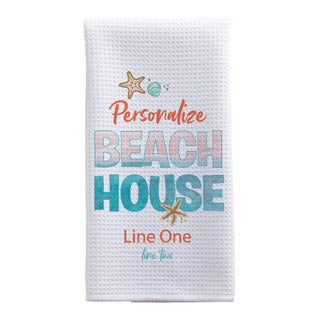 Beach House Personalized Waffle Tea Towel