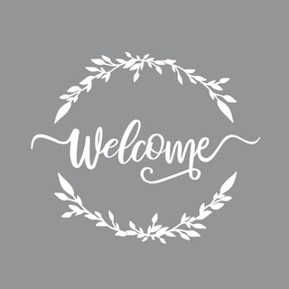 Welcome Vines White Vinyl Door Decal