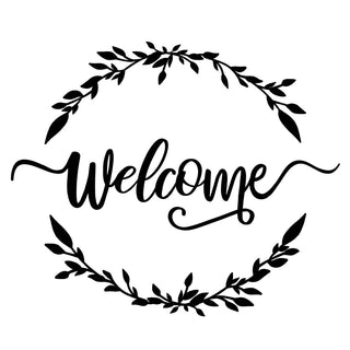 Welcome Vines Black Vinyl Door Decal