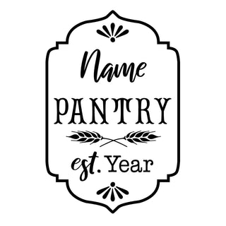 Family Pantry Wheat Personalized Black Vinyl Door Decal