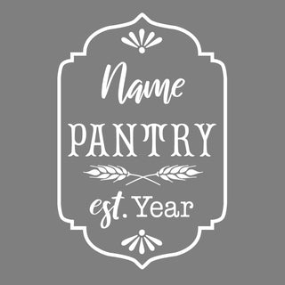 Family Pantry Wheat Personalized White Vinyl Door Decal