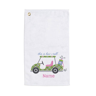 Preppy Golf Cart Personalized Golf Towel