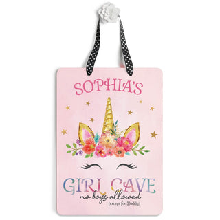 Unicorn Themed Girl Cave Personalized Hanging Dry Erase Board