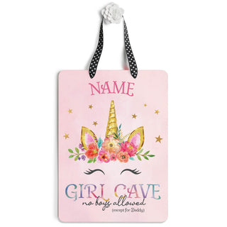 Unicorn Themed Girl Cave Personalized Hanging Dry Erase Board