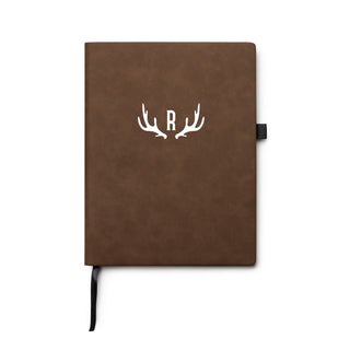 Initial with Antlers Bay Brown Leatherette Journal