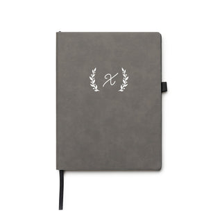 Initial with Vines Iron Gray Leatherette Journal