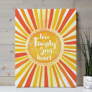 The Love of Family Sunburst Personalized 11x14 Canvas