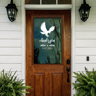 Eagle Personalized White Vinyl Door Decal