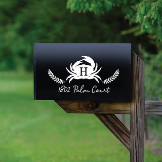 Crab vinyl mailbox decal with address