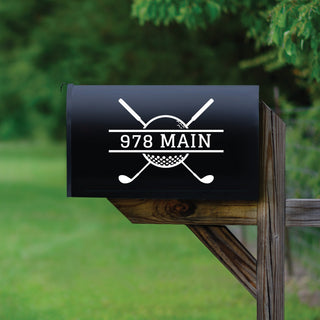 Golf Ball with Club Personalized White Mailbox Decal