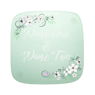 Floral Wedding Couple Personalized Glass Coaster