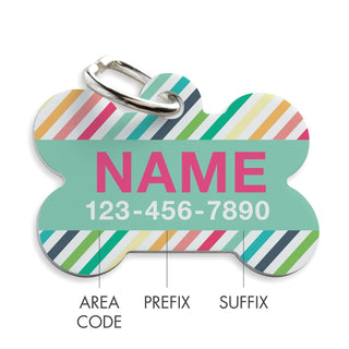 Preppy Stripes Personalized Pet Tag