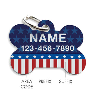 Patriotic Stars and Stripes Personalized Pet Tag