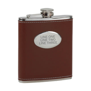 Any Message Here Personalized Brown Leather Flask