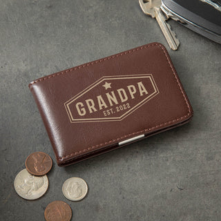 Established shield billfold case with money clip 