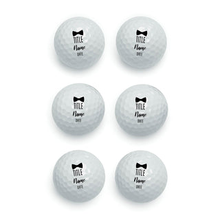 Wedding Party Bow Tie Personalized Golf Ball - Set of 6