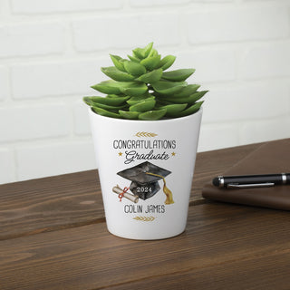 Congratulations Graduate 12 oz Ceramic Flowerpot