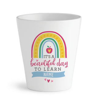 It's a Beautiful Day to Learn 12 oz Ceramic Flowerpot