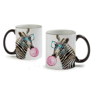 Bubble Gum Zebra White Coffee Mug with Black Rim and Handle-11oz