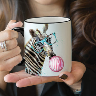 Bubble gum zebra coffee mug with name