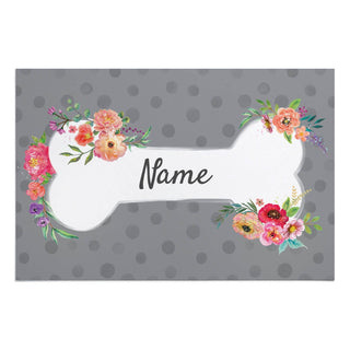 Floral Bone Personalized Standard Pet Mat