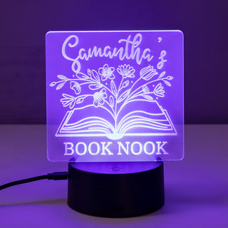 Floral Book Nook Personalized Acrylic LED Night Light