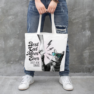 First bump cat canvas tote bag