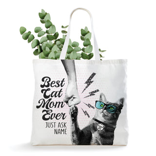 Fist Bump Cat Personalized Canvas Tote Bag