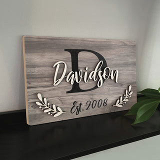 3D Layered Personalized Grey Wood Plaque