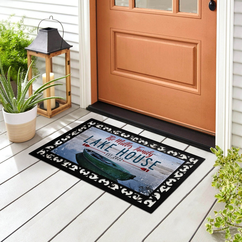 Family Lake House Doormat with Frame – Personalized Planet