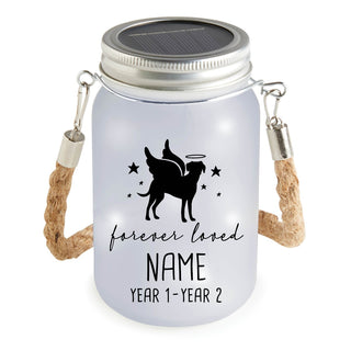 Forever Loved Dog with Wings Solar Mason Jar with White Lights