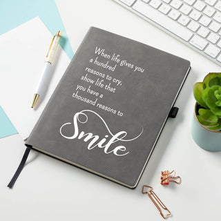 A Thousand Reasons to Smile Gray Leatherette Notebook