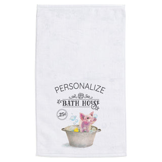 Piggy Bubble Bath Personalized Hand Towel