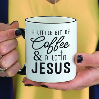 Coffee and Jesus black handle mug with name