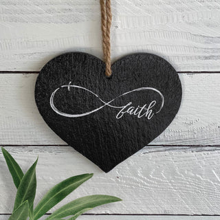 Infinity Faith 5" Slate Hanging Heart