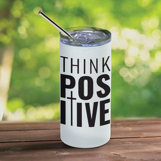 Think positive steel tumbler with straw