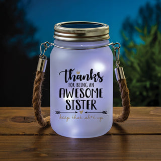 Awesome sister mason jar with white lights