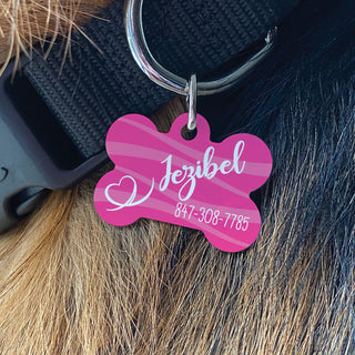 Heart Personalized Pink Bone Shaped Pet Tag