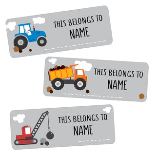 This Belongs To Construction Trucks Personalized Weather Resistant Labels - 60 count