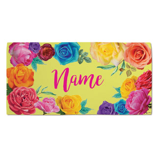 Funky Rose Personalized Yellow Velour Beach Towel