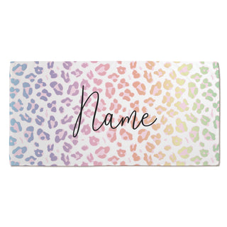 Colorful Ombre Leopard Personalized Velour Beach Towel