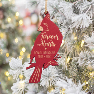 Forever cardinal red wood ornament 