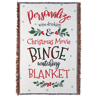 Christmas Binge Watching Personalized Fringe Throw Blanket